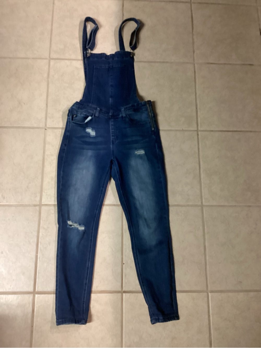 Kancan Los Angeles Medium Dark Denim Skinny Overalls